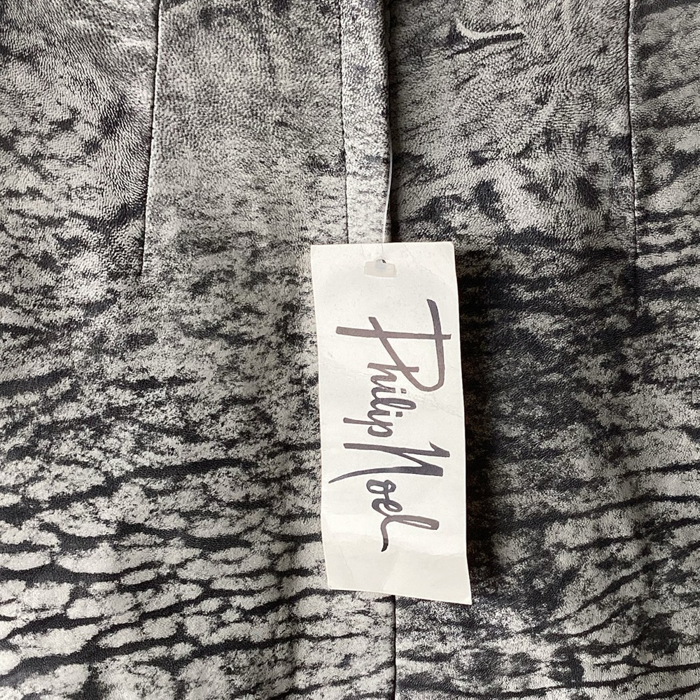 Vintage Phillip Noel Skirt Womens XS Grey Leather Abstract Print Pencil Retro - Picture 2 of 6